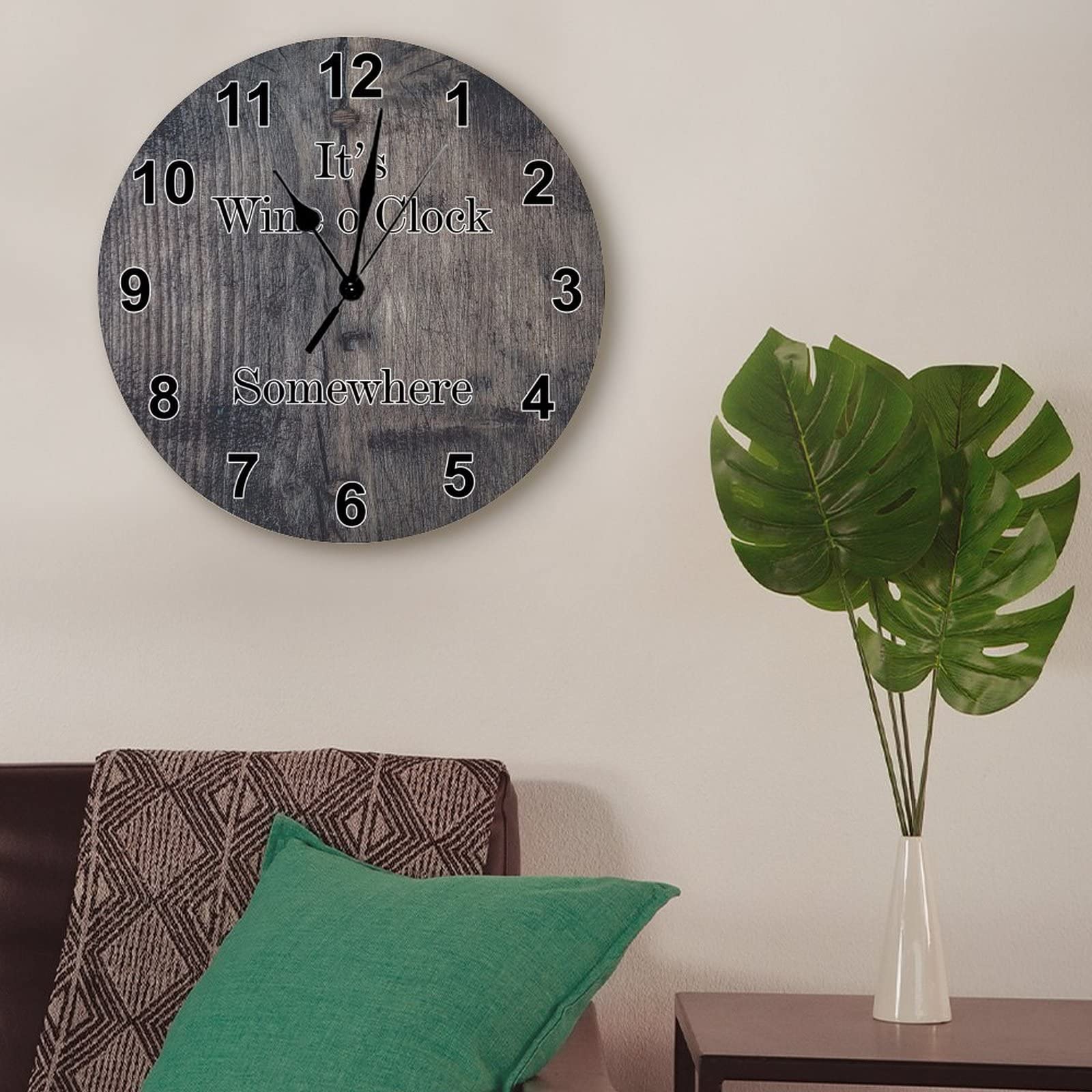 Orologio Da Parete Rustico Con Venature Del Legno, Funzionamento A Batteria, 38 Cm, Silenzioso, Senza Ticchettio, Divertente Regalo Per Amanti Del Vino, Decorazione Per La Casa In Campagna, Per