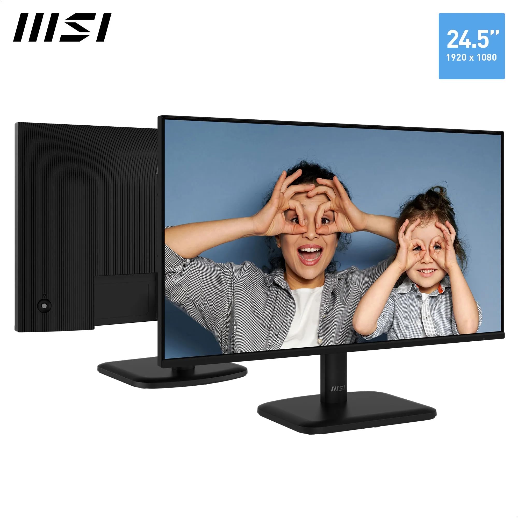 MSI PRO MP251LDE E2 - Monitor per ufficio FHD da 24", pannello IPS 1920 x 1080, senza cornice a 4 lati, 120 Hz, per gli occhi, inclinazione, HDMI 1.4b, D-sub