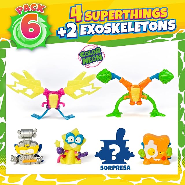 Foto 2 de 5 de SUPERTHINGS Serie Neon Power, Incluye 1 capitán Plateado y 2 Exoskeletons