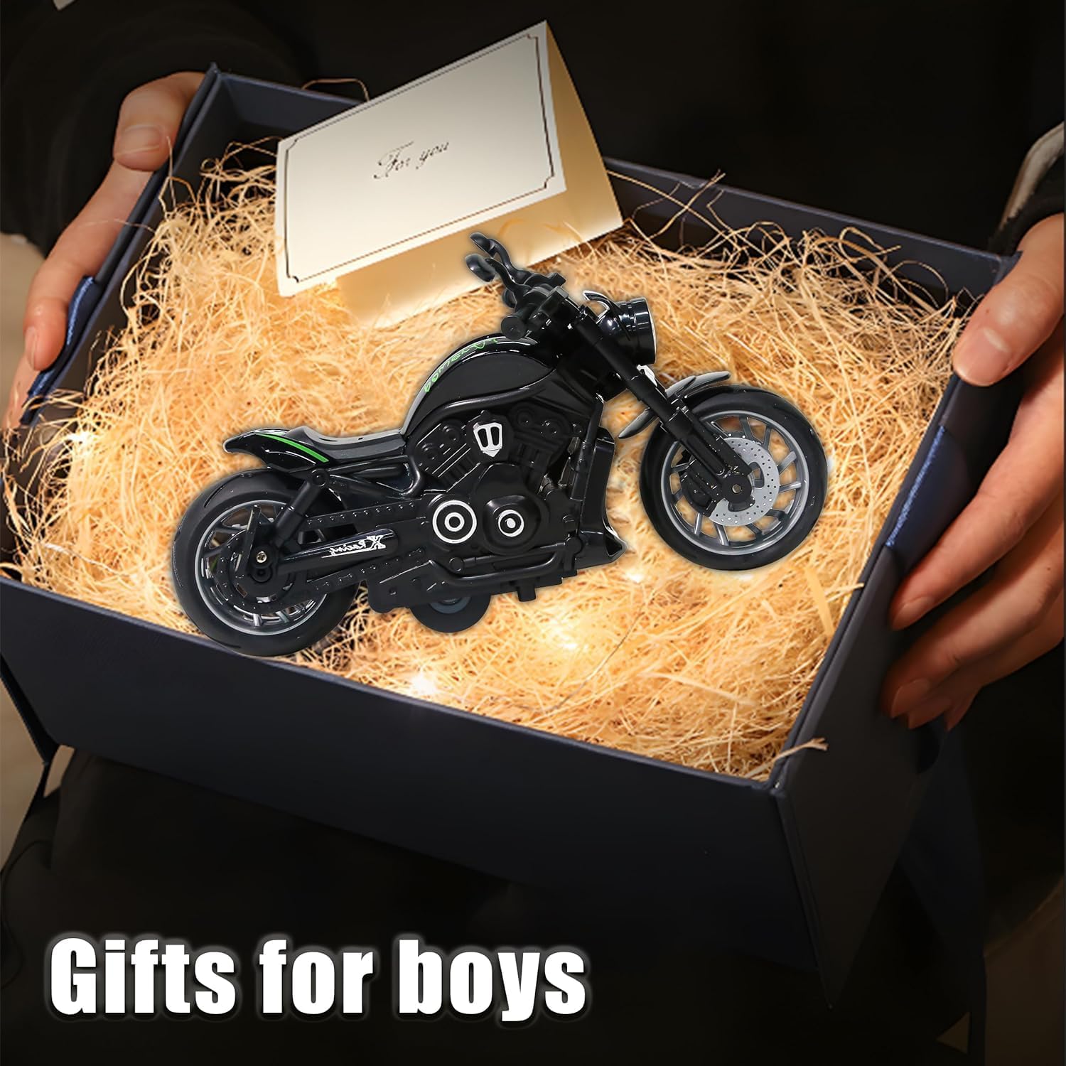 4 Pack Pull Back Motorcycles Die Cast Metal Toy Bikes for Kids 3+