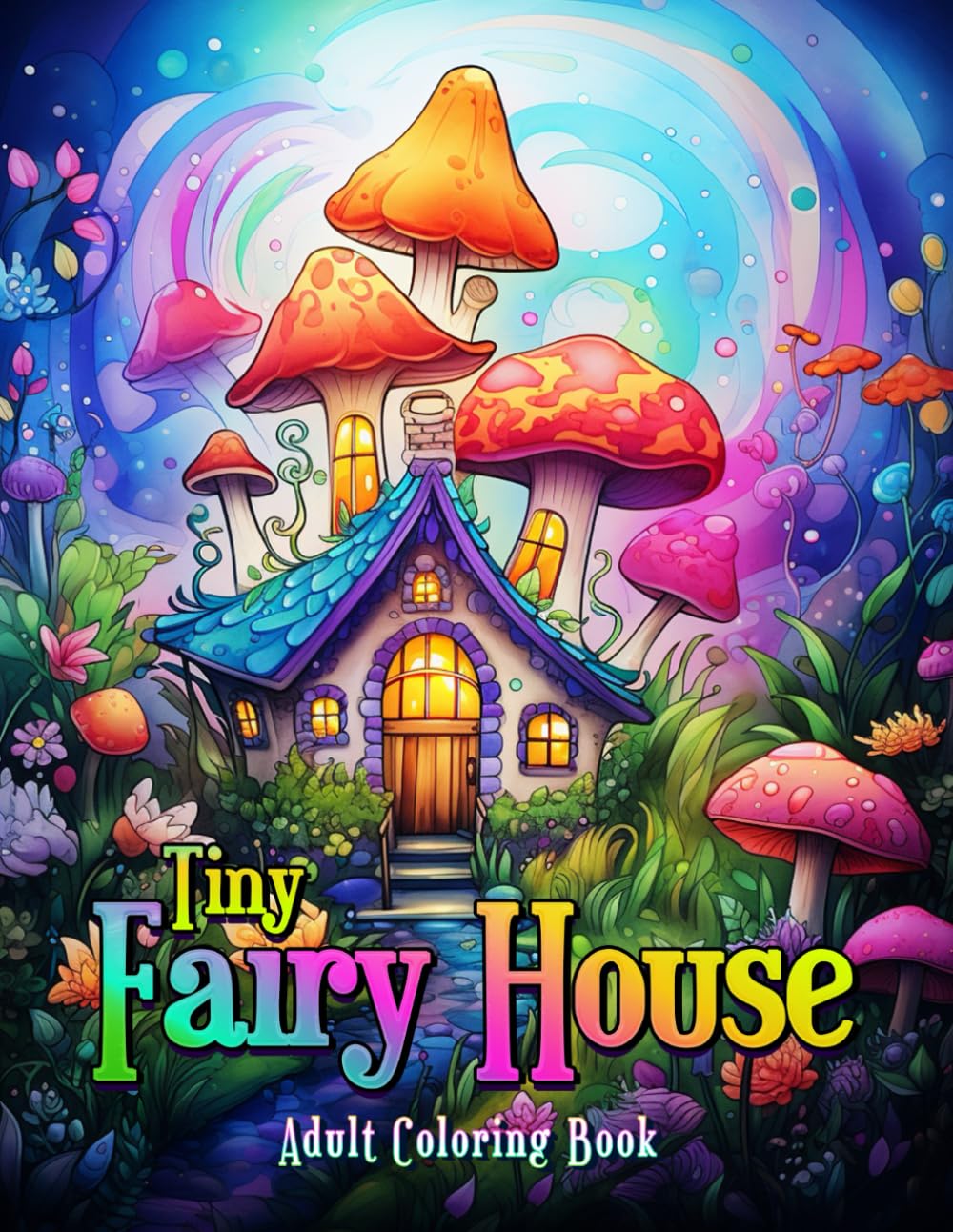Tiny Fairy House: Adult Coloring Book with A Delightful Look At The Magical Lives of Tiny Creatures, Fruits, Mushrooms and more to Relax - Grayscale and Black Lines