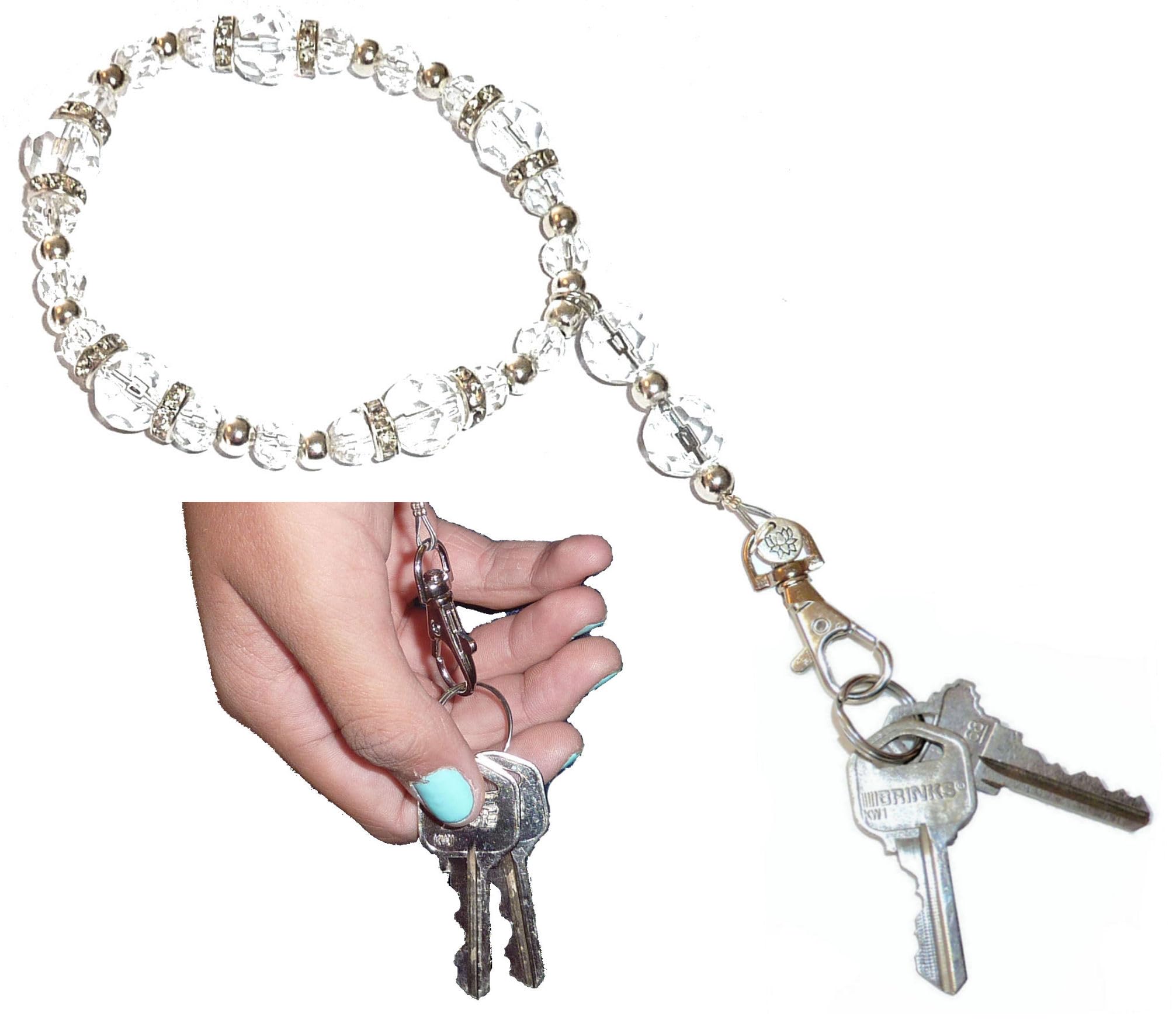 Hidden Hollow Beads Wrist Lanyard, Beaded Women's Wristlet, Bracelet, Jewelry, Keys, Phone, Keychain Bracelet, Strong