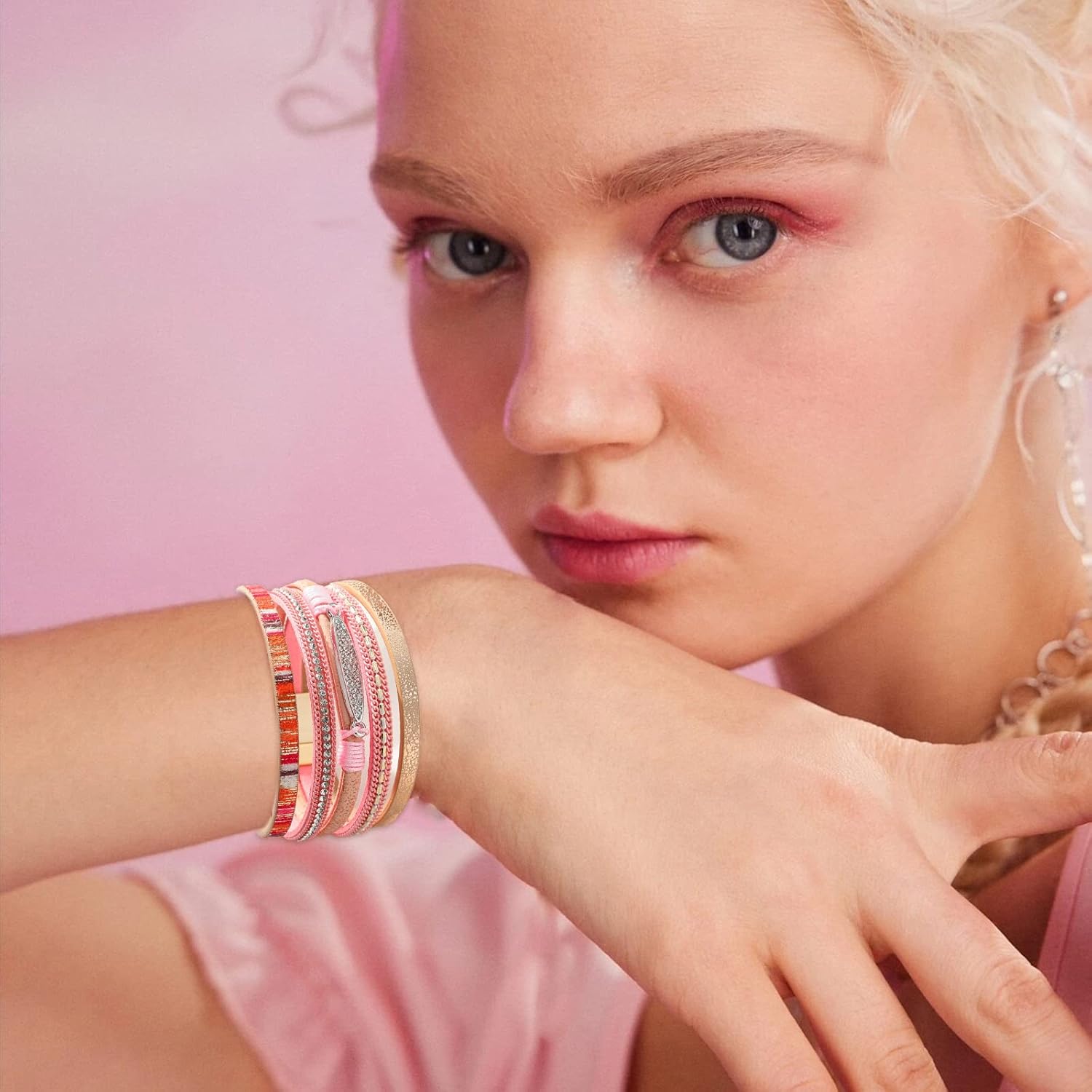 Long tiantian Western Bracelets for Women Boho Leather Wrap Bracelets Turquoise Bracelet Western Jewelry Country Concert Outfits - Image 5