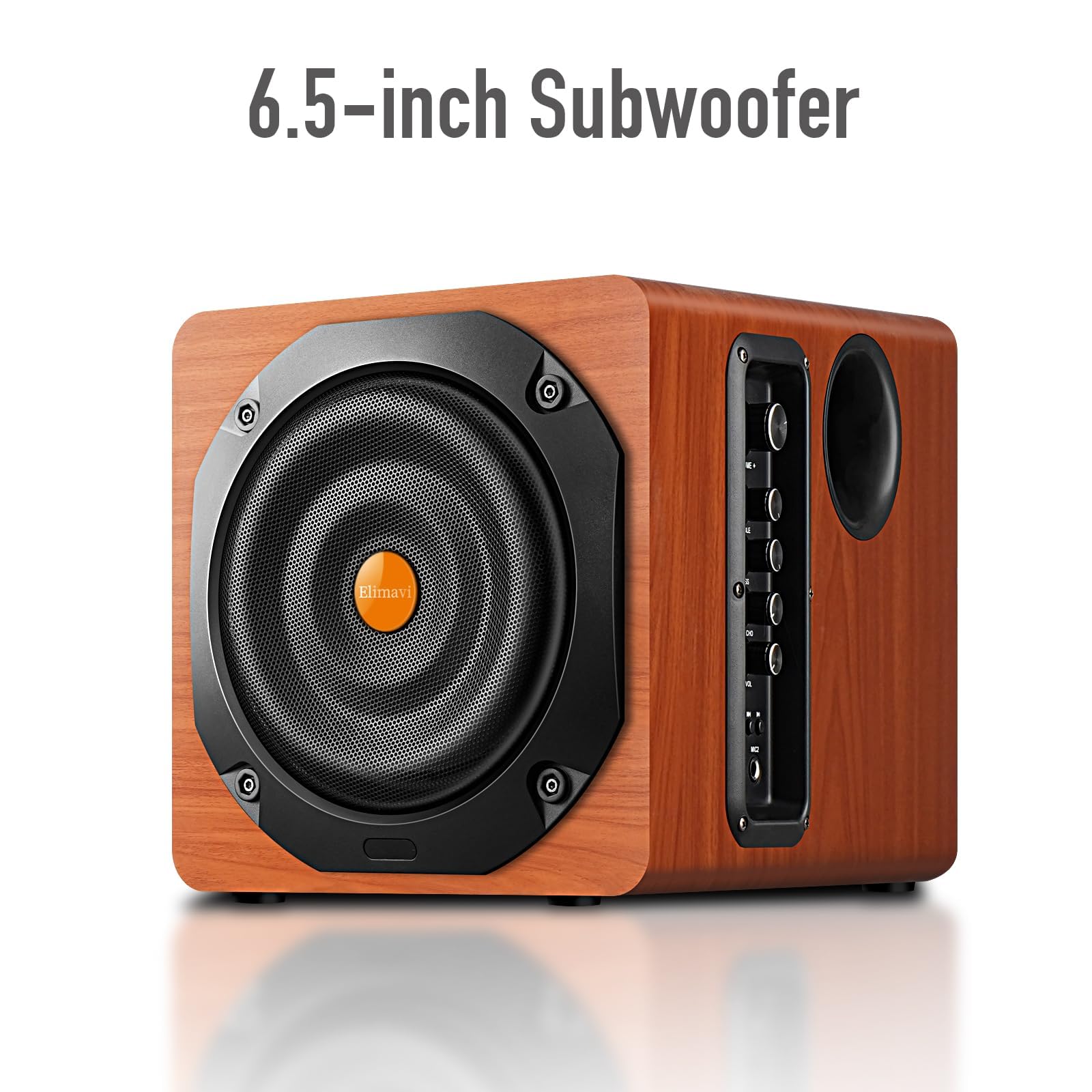 Elimavi Altavoz de PC con subwoofer, sistema de sonido 2.1 con doble satélite, sistema de sonido de TV con woofer de 6,5 pulgadas, tweeter de 1 pulgadas y 3 pulgadas de gama media, enchufe europeo