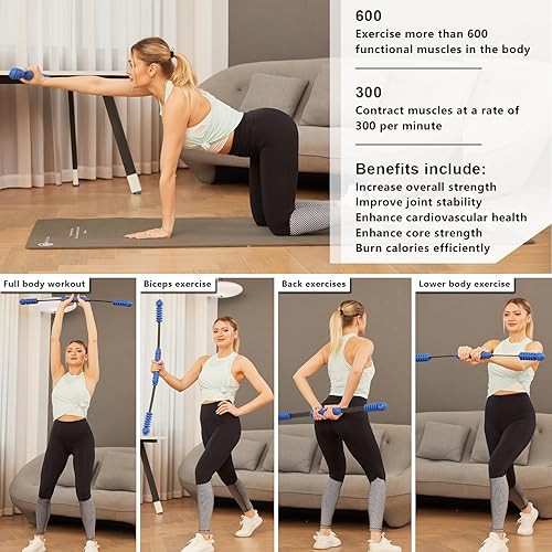 Miniatura 2 de Barra de fitness para entrenamiento, barra de ejercicios elástica, barra de pesas vibratoria, terapia física corporal, entrenamiento de fuerza