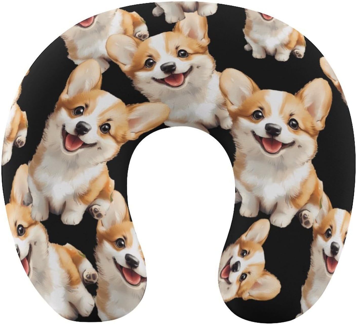 Cute Corgi Dog Memory Foam Pillows U Shaped Travel Neck Pillow