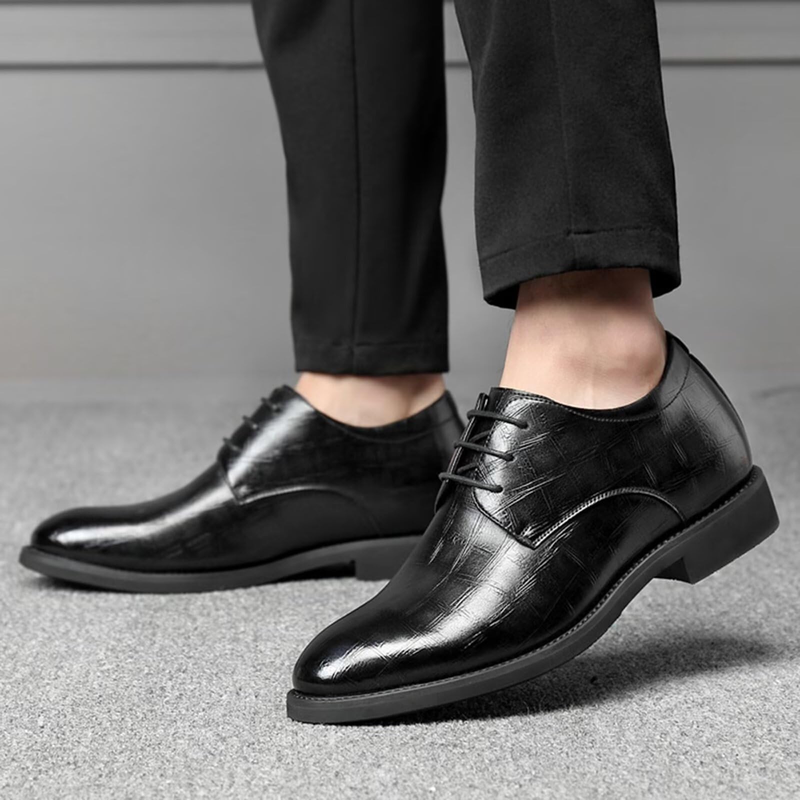 Scarpe Eleganti da Uomo con Rialzo Invisibile con Rialzo 2,36" Antiscivolo per Ufficio, Matrimonio
