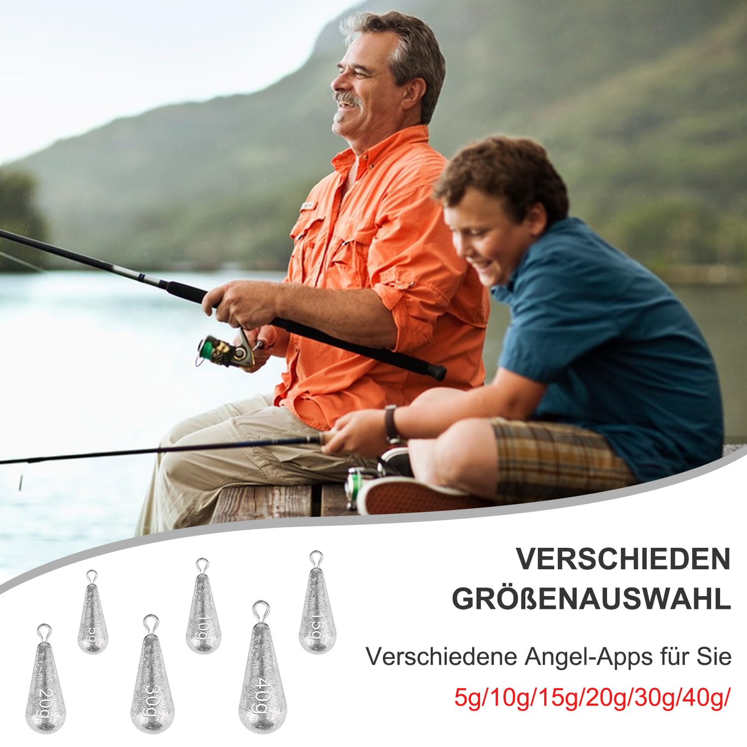 Fzyisw 36 Piezas Plomos de Pesca 5/10/15/20/30/40g Plomos de Pesca Surfcasting, Juego De Pesca Sinker, Kit de Pesas de Pesca para La Pesca Al Aire Libre — view 5