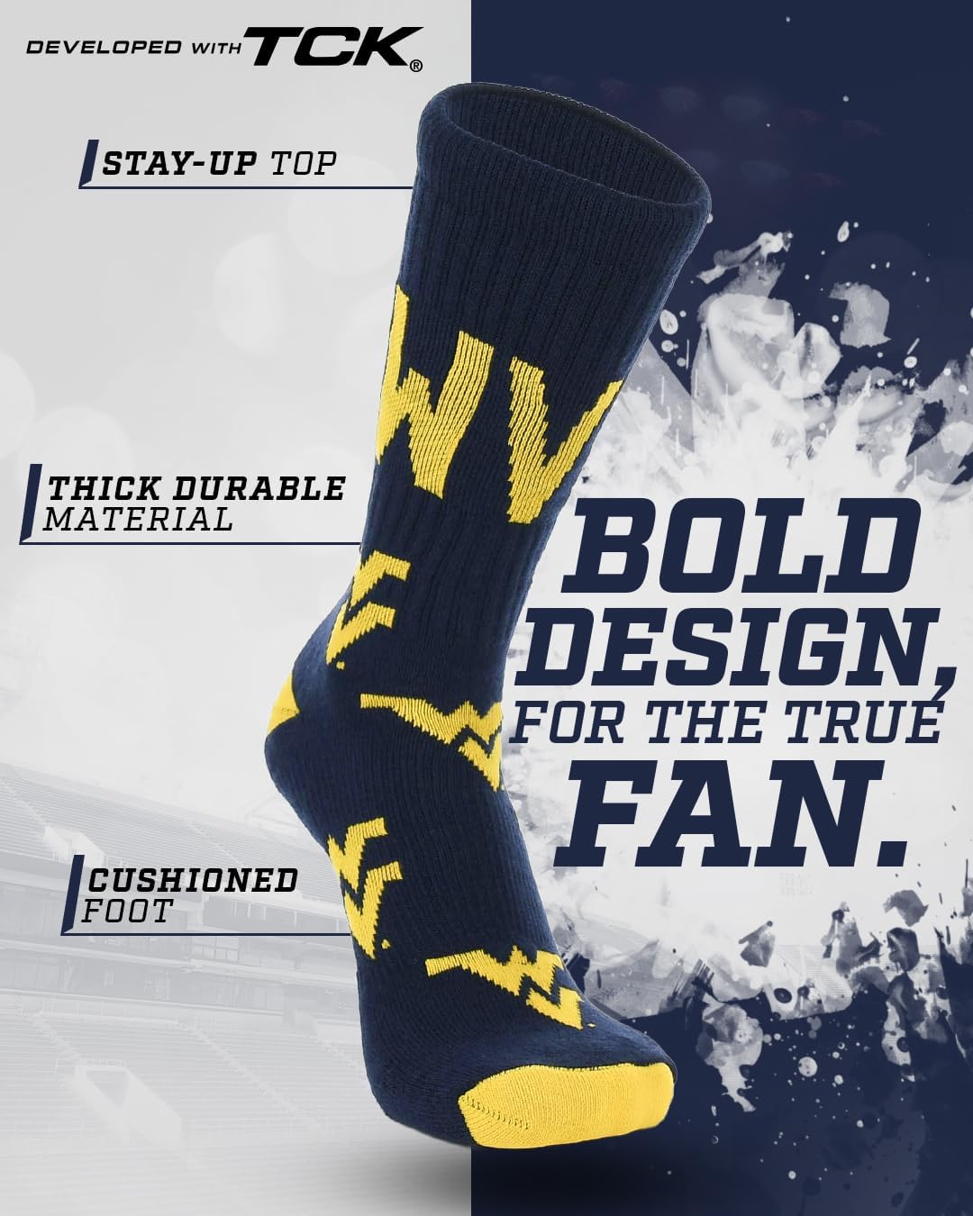 TCK Mayhem Crew Socks Calf Length Sock Mens Game Day Socks