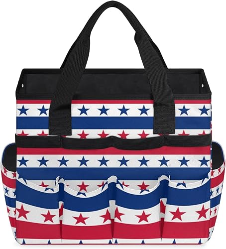 Miniatura 2 de Flag Pattern Garden Tool Tote Bag for Women Men Gardening Tool Storage Bags with 10 Pockets Standable Garden Home Tool Kits Organizer for Indoor