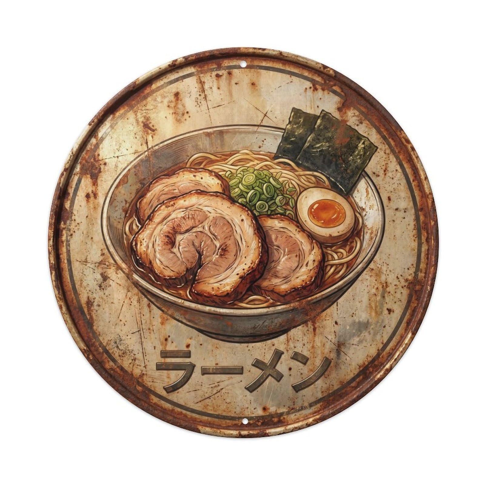 Cxhjca 8X8inch(20X20cm) Ramen Japanese Noodles Rustic Vintage Cuisine Street Metal Tin Sign