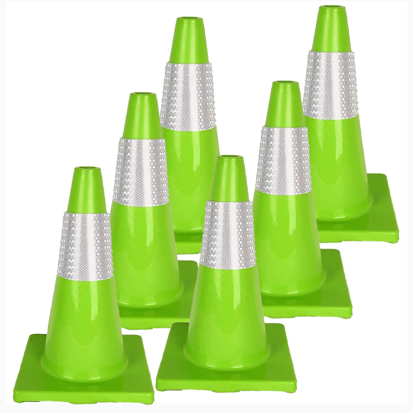 Conos de Seguridad Pequeños de Color Verde,Cono de Tráfico Reflectante Conos de Estacionamiento,Cono Delimitador Multiusos Desplegable para Control de Tráfico(Size:43x27x27cm,Color:6pack)