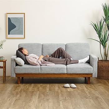 Amazon.co.jp: 関家具 大川家具 ソファ シュリンプ ファブリック 木