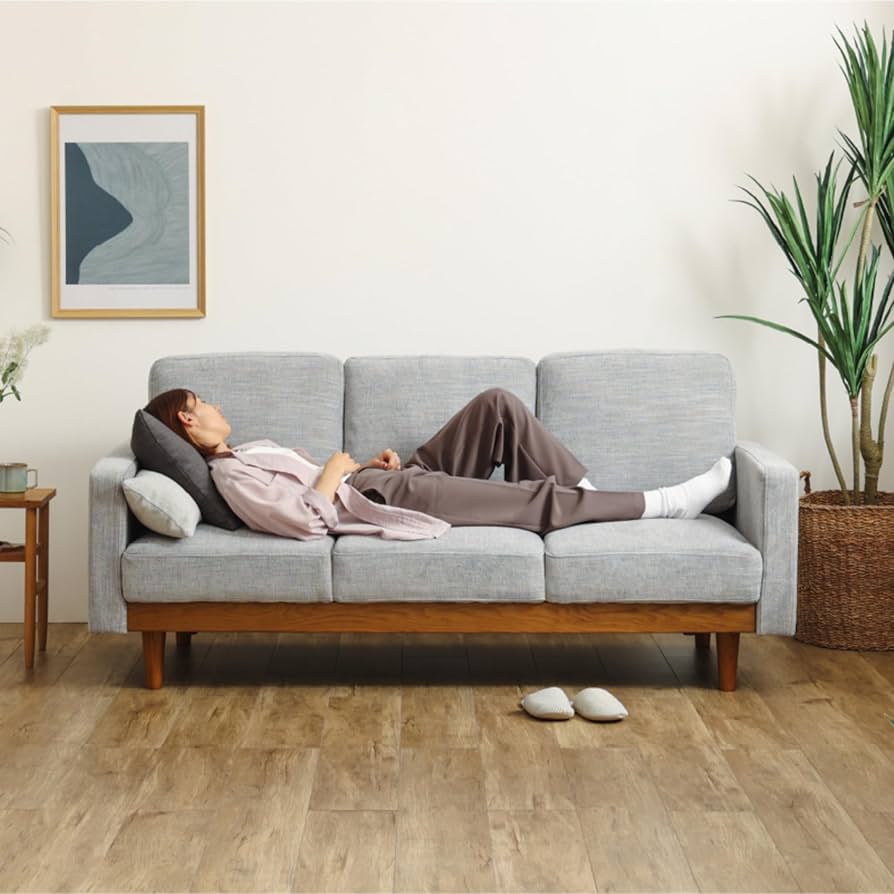 Amazon.co.jp: 関家具 大川家具 ソファ シュリンプ ファブリック 木