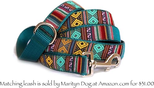 Miniatura 6 de Collar de perro de rayas brillantes del suroeste. Hecho a mano en Estados Unidos elección de color de rubí, esmeralda o amatista. Elegante collar