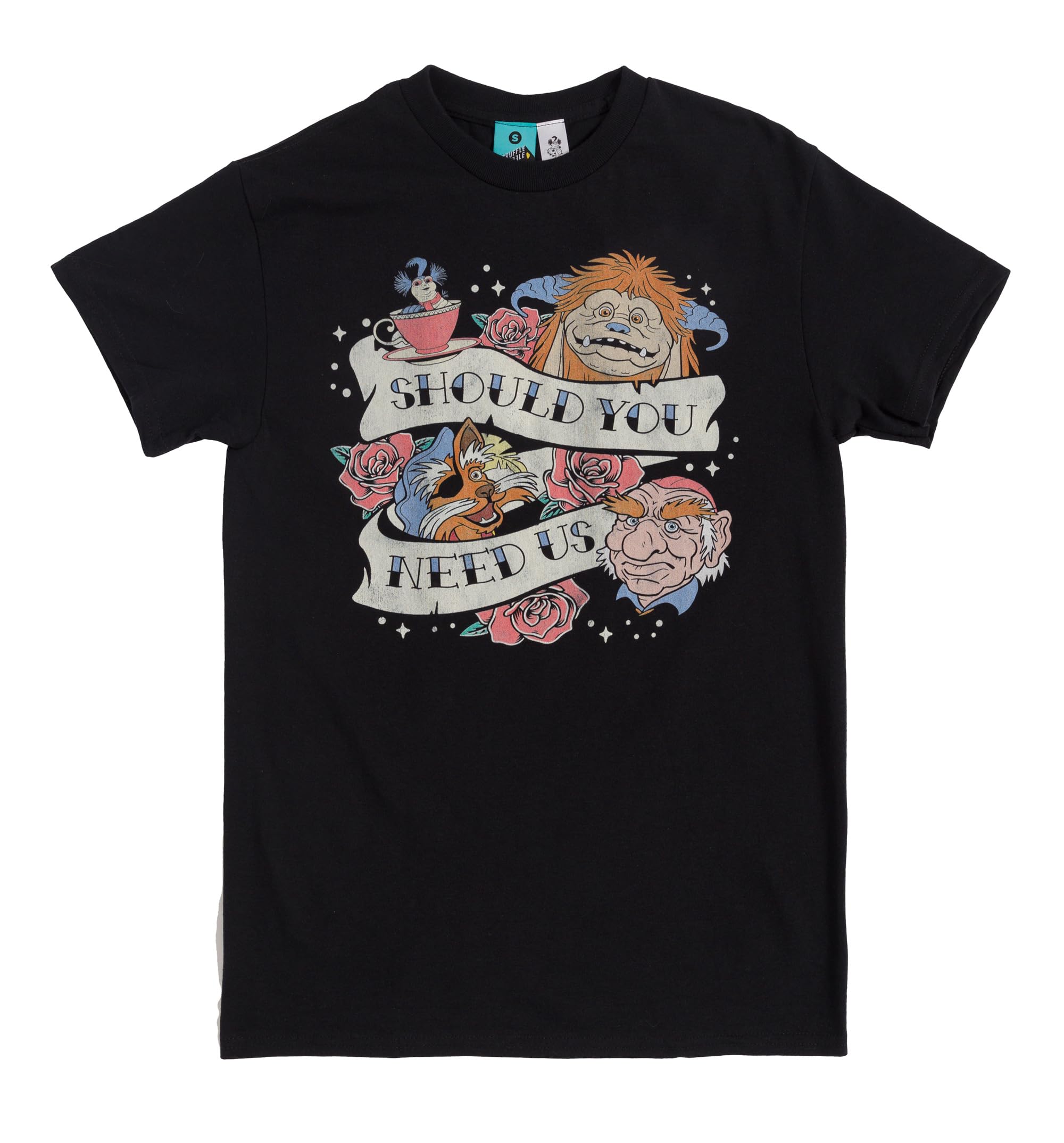 Labyrinth Should You Need Us Tattoo Scroll Black T Shirt