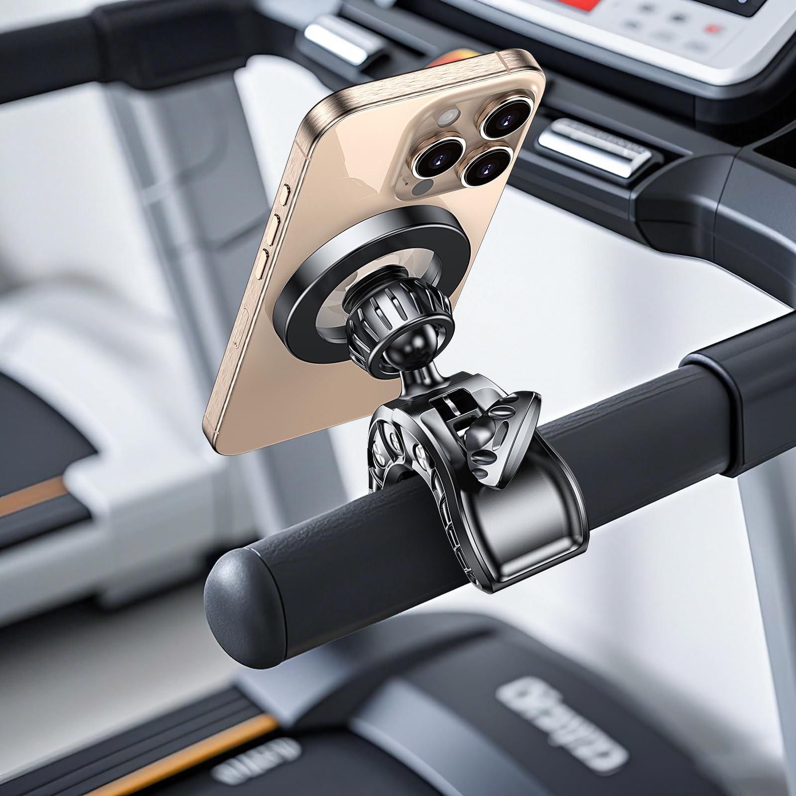 Coolpow MagSafe - Soporte magnético para teléfono para gimnasio (20 imanes fuertes), soporte magnético para teléfono para bicicleta, cinta de correr, accesorios de gimnasio para iPhone 16 Pro Max 15