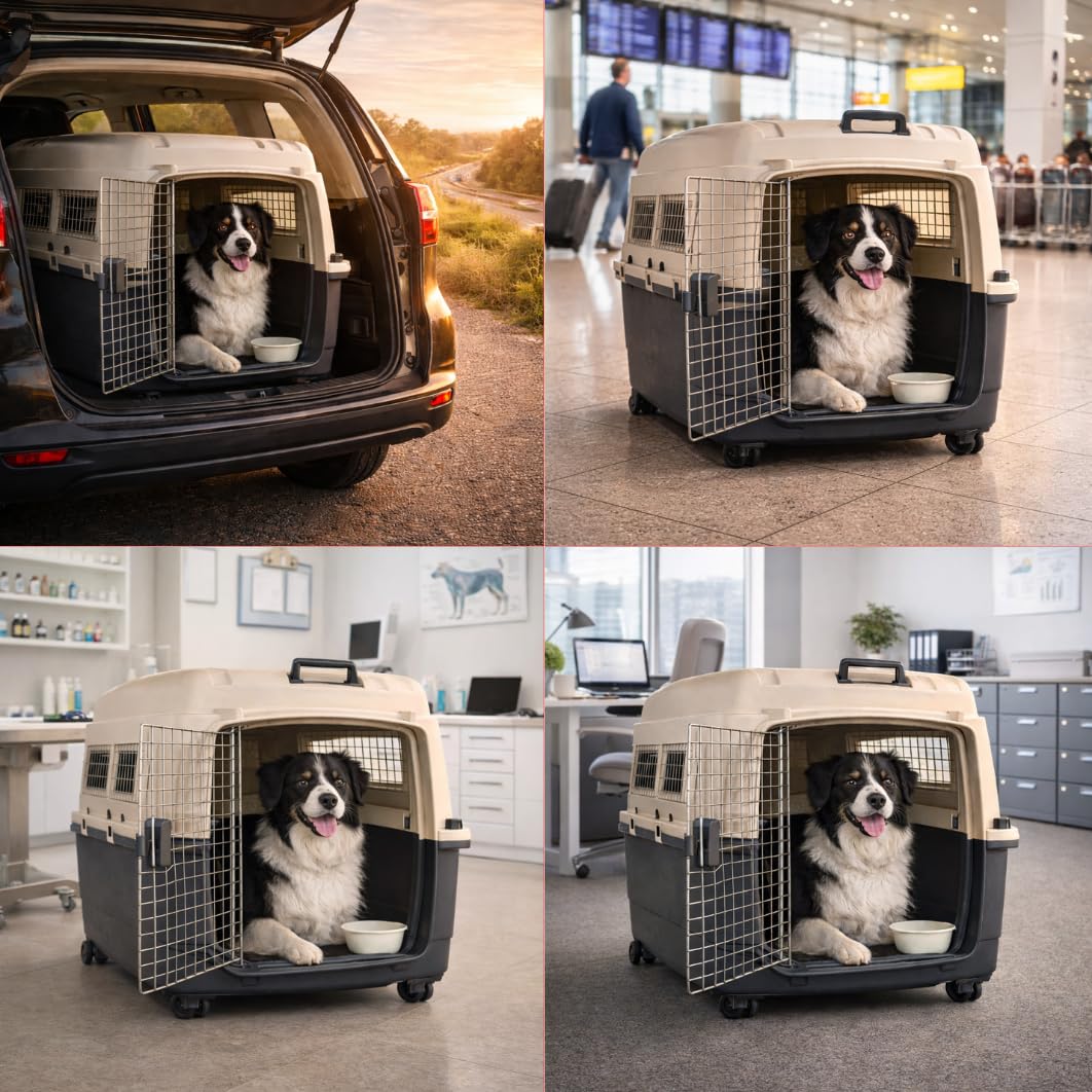 Flamingo Fomad Cage pour Chien Transport S 40 x 61 x 41 cm Plastique Robuste Gris foncé