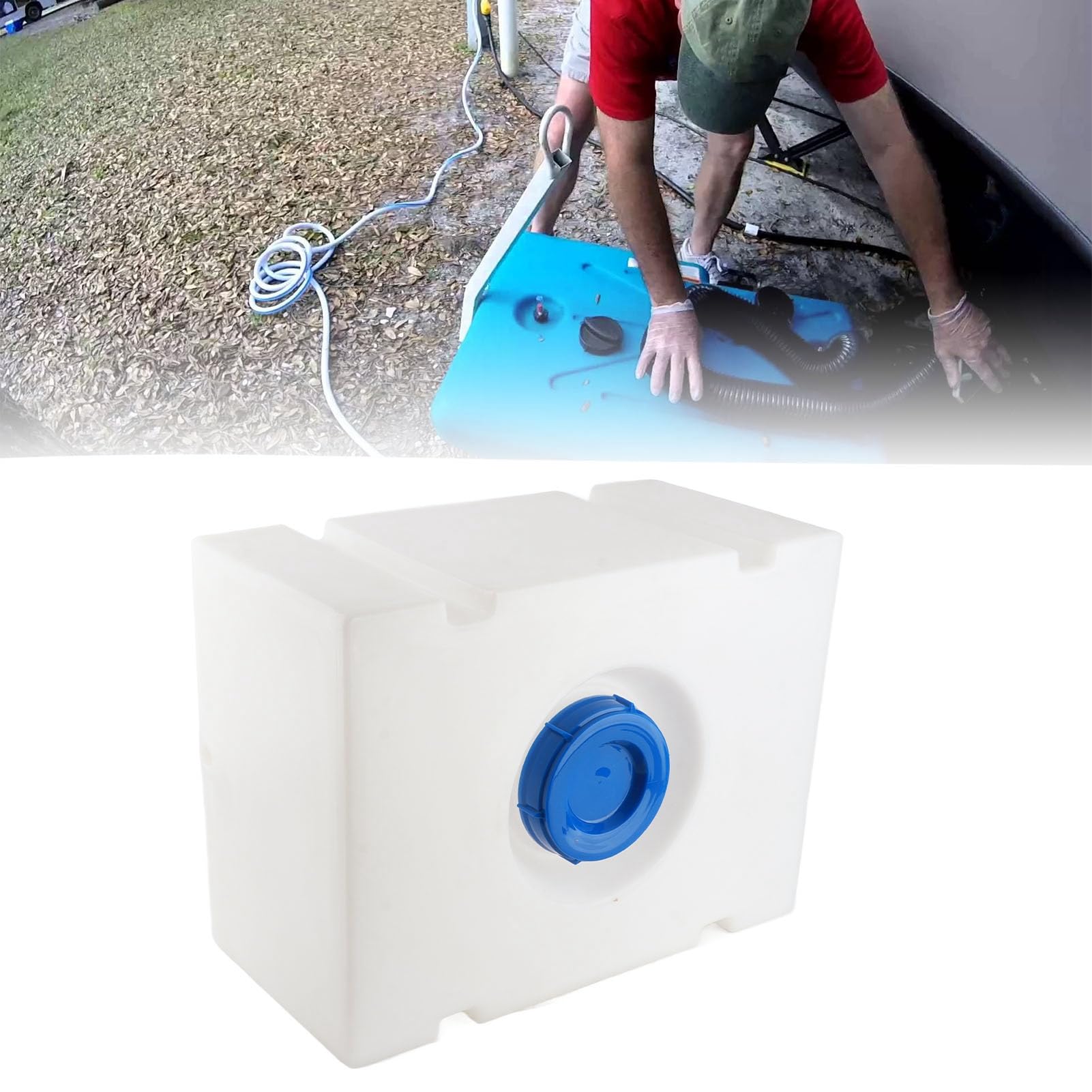 CHICIRIS Tanque de Almacenamiento de Agua para Vehículos Recreativos LLDPE Tanque de Agua Dulce para Vehículos Recreativos, 20 Galones, 23,6 X 17,7 X 11,8 Pulgadas, sin Costuras, de una Pieza, Entrada
