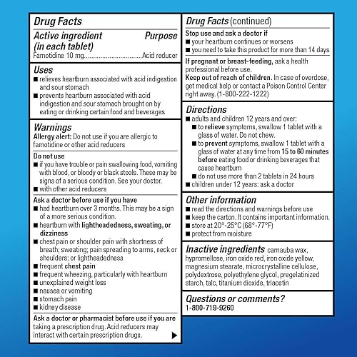 Vista 4 de Yaxa Basic Care Original Strength - Tabletas de famotidina, 10 mg, reductor de ácido, medicina para la acidez estomacal, alivio de la indigestión