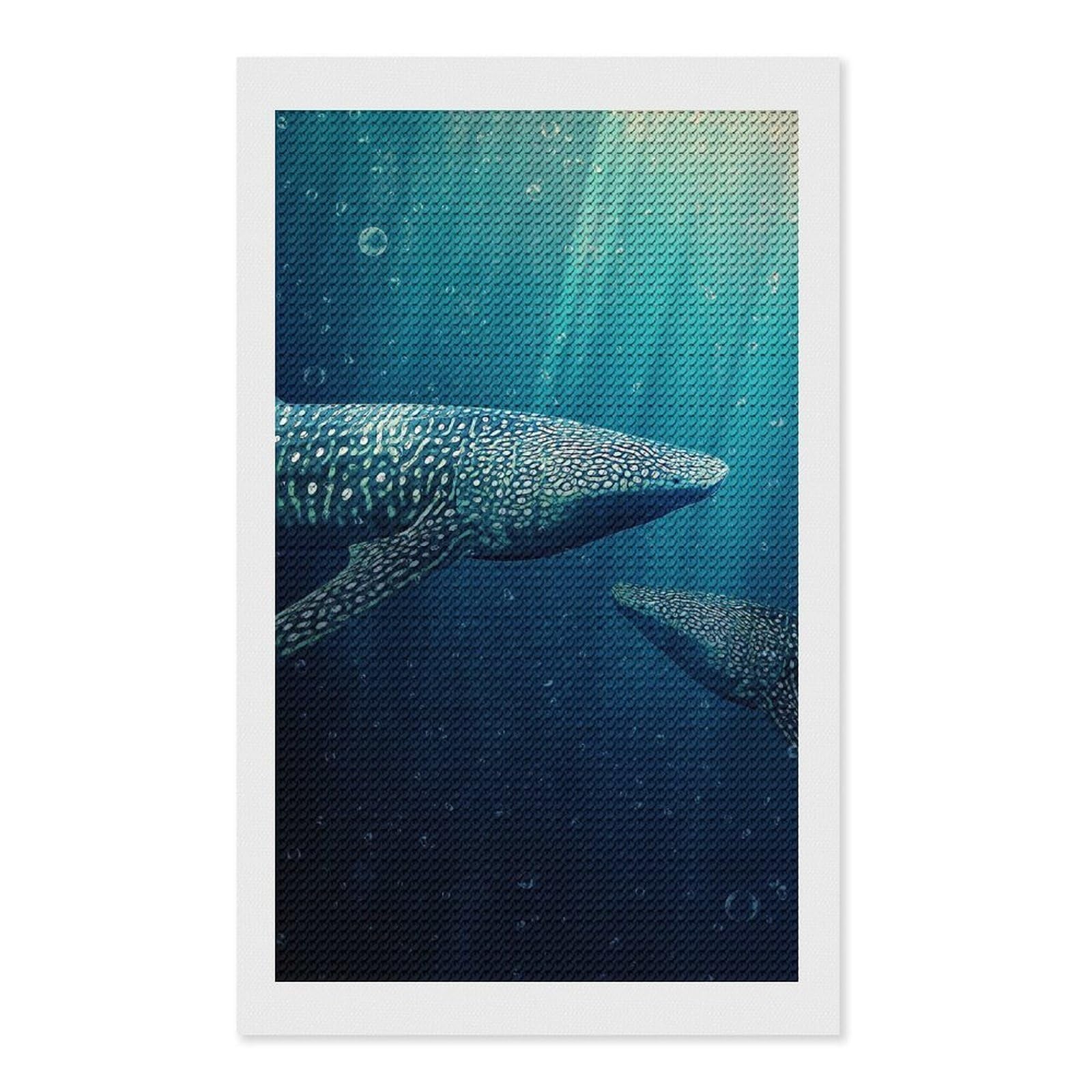 Junmoney Whale Sharks Diamond Painting Kit 12"x20", for Women, Simple to Start, Bedroom Decor, Christmas Gift, Good for Quiet Evenings