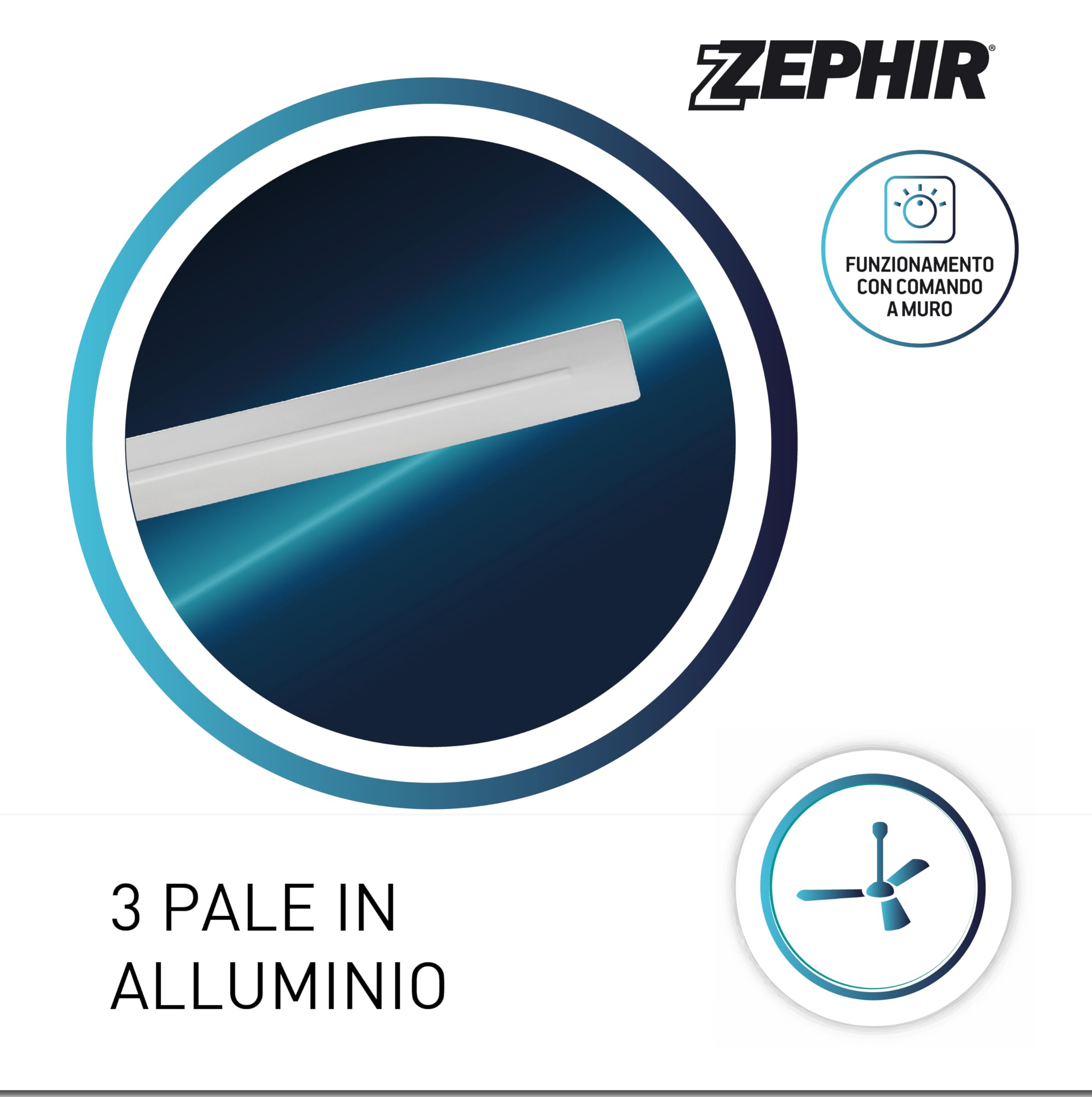 Zephir ZFS8120 Ventilatore da Soffitto in Metallo, Bianco