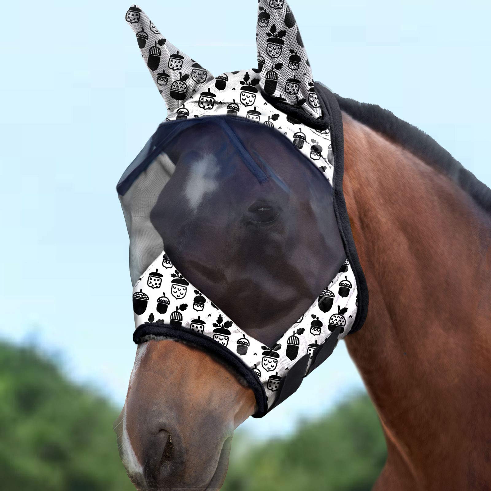 Harrison Howard CareMaster Máscara de Mosca de Caballo Estándar con Orejas Protección UV para Caballo-Estampado de Leopardo (L) — view 15
