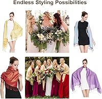 Vista 5 de SILVERFEVER - Chal vintage para mujer, estampado de cachemira jacquard, pashmina, para ocasiones especiales, bufanda de noche, estola de doble cara