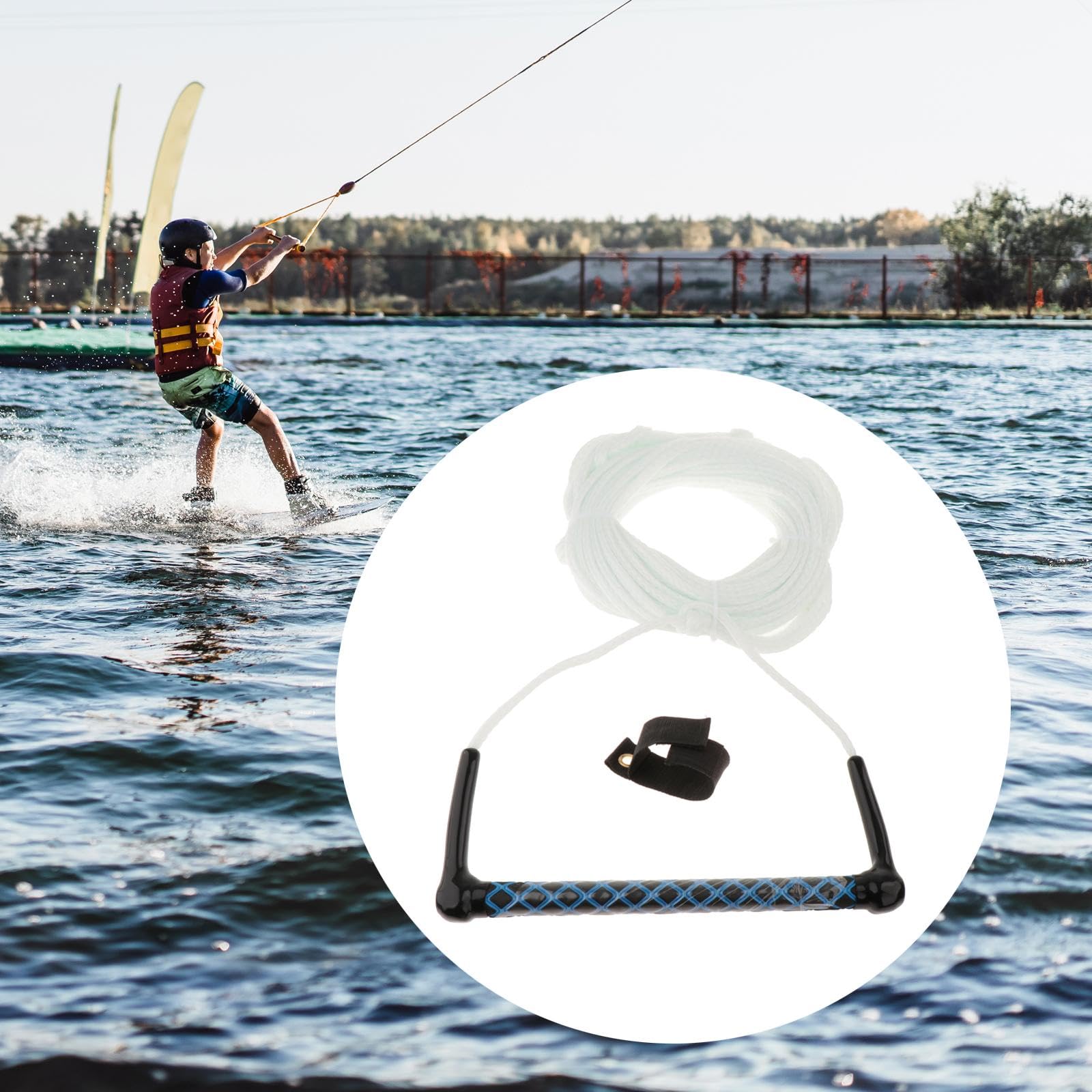 Cuerda para Esquí Acuático, Cuerda para Esquí Acuático con Asa, Cuerda Ligera Y Multifuncional para Wakeboard, 75 Pies para Accesorios de Esquí Y Surf