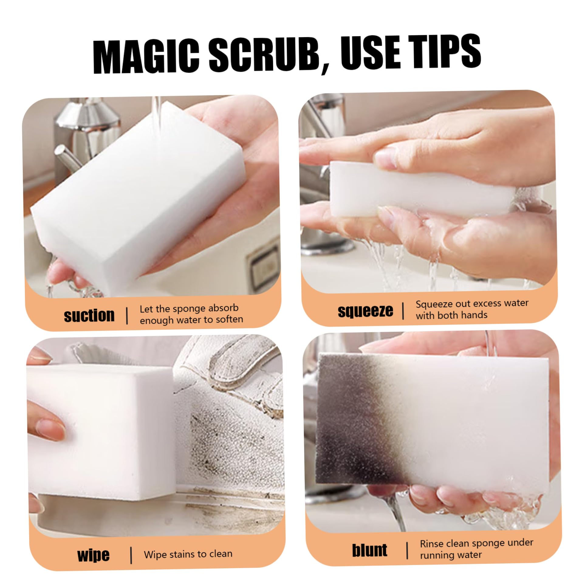 100 Pezzi di spugne Gomma per la Pulizia, spugne in Schiuma ritagliabili, per la Pulizia Spesse e Resistenti, Bianche, Gomma Multifunzionale per Vasca da Bagno, Pavimento, battiscopa, Scar