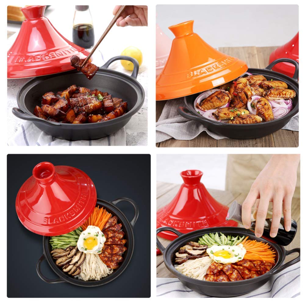 Tagine Pot, Enameled Cast Iron Pot, Japanese Home Braised Ceramic Casserole, for Different Cooking Styles and Temperature Settings Oven/Pink