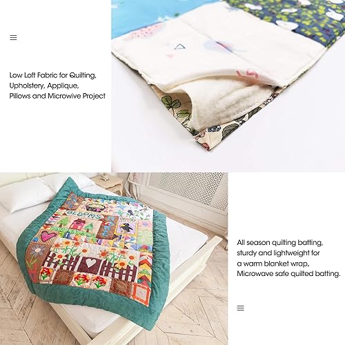 Vista 12 de Zipcase Bateo de algodón natural suave y cálido de 90 x 108 pulgadas, tamaño Queen, para colchas, acolchados, manualidades