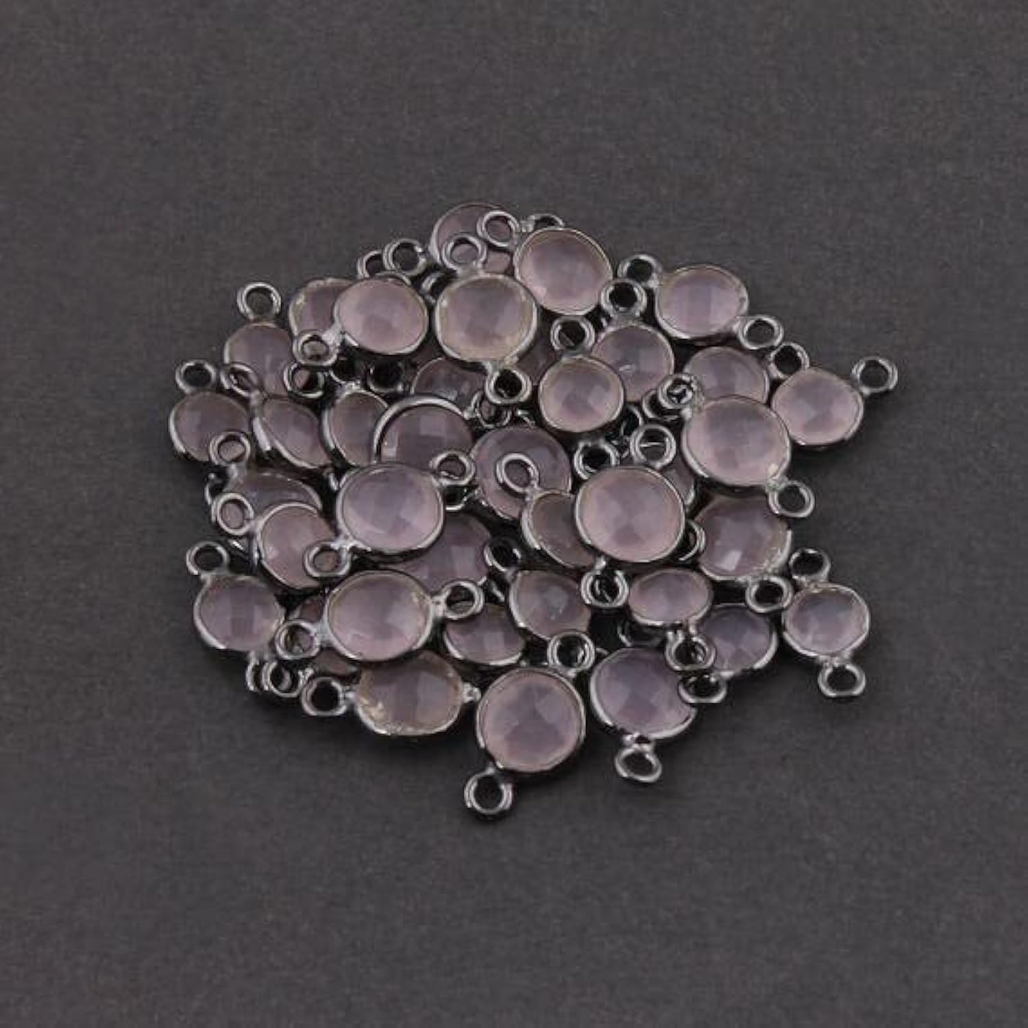 Quartz rose connecteur argent double bail intercalaire pour bijoux DIY