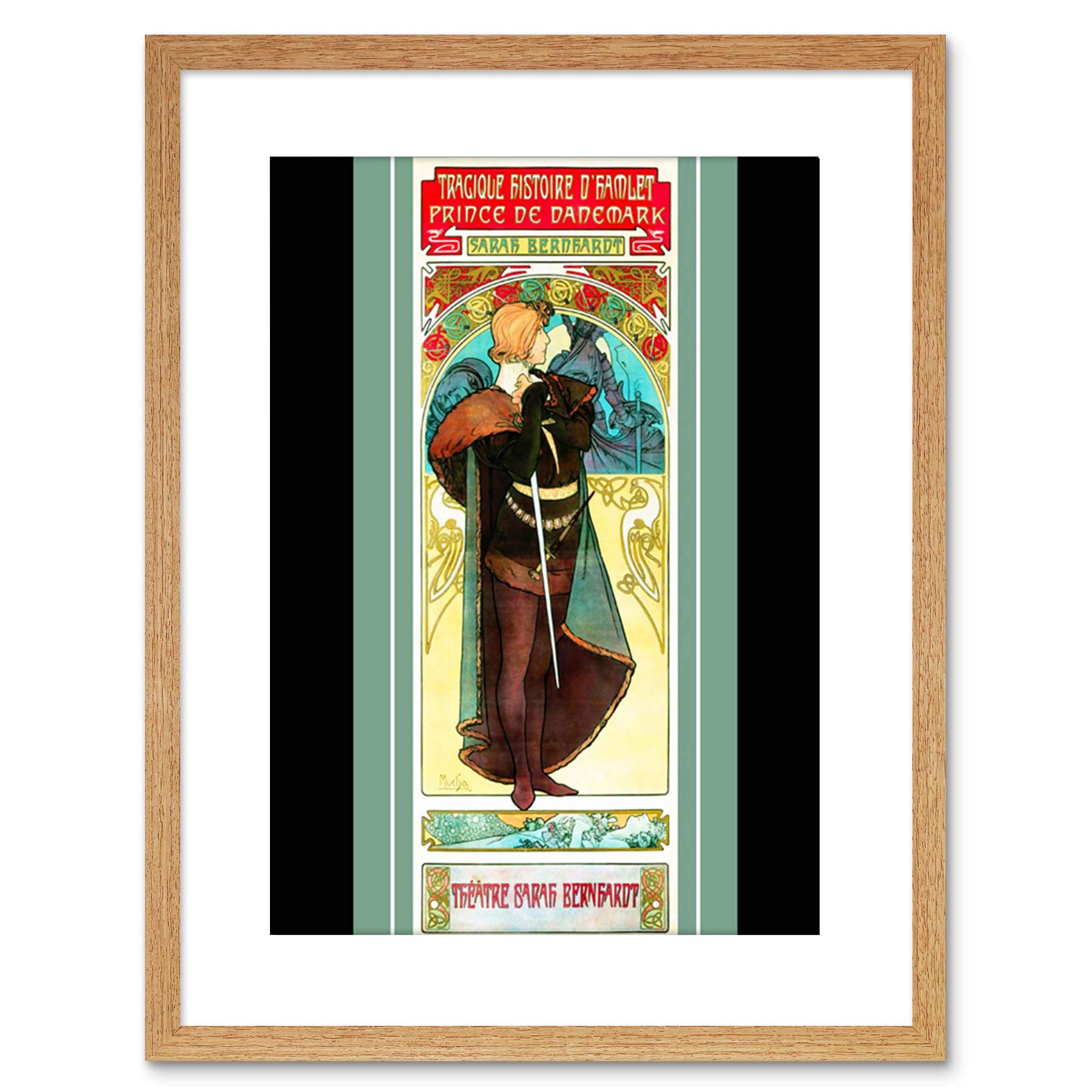 Wee Blue Coo 9x7 '' VINTAGE MUCHA HAMLET NOUVEAU SHAKESPEARE FRAMED ART PRINT F97X1702