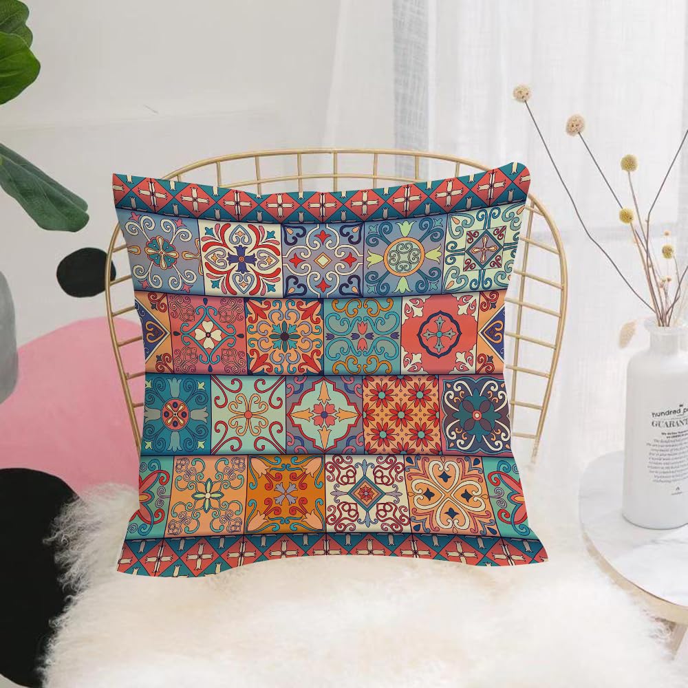 Hyosxw Seamless Pattern With Portuguese Tiles In Ta - A3 Cushion Cover,Throw Pillow Case Home Decorative For Living Room Bedroom Sofa Chair 18X18 Inch,Seamless Pattern With Portuguese Tiles In Talavera Style. Azulejo Moroccan Mexi,Pillowcase 45X45cm
