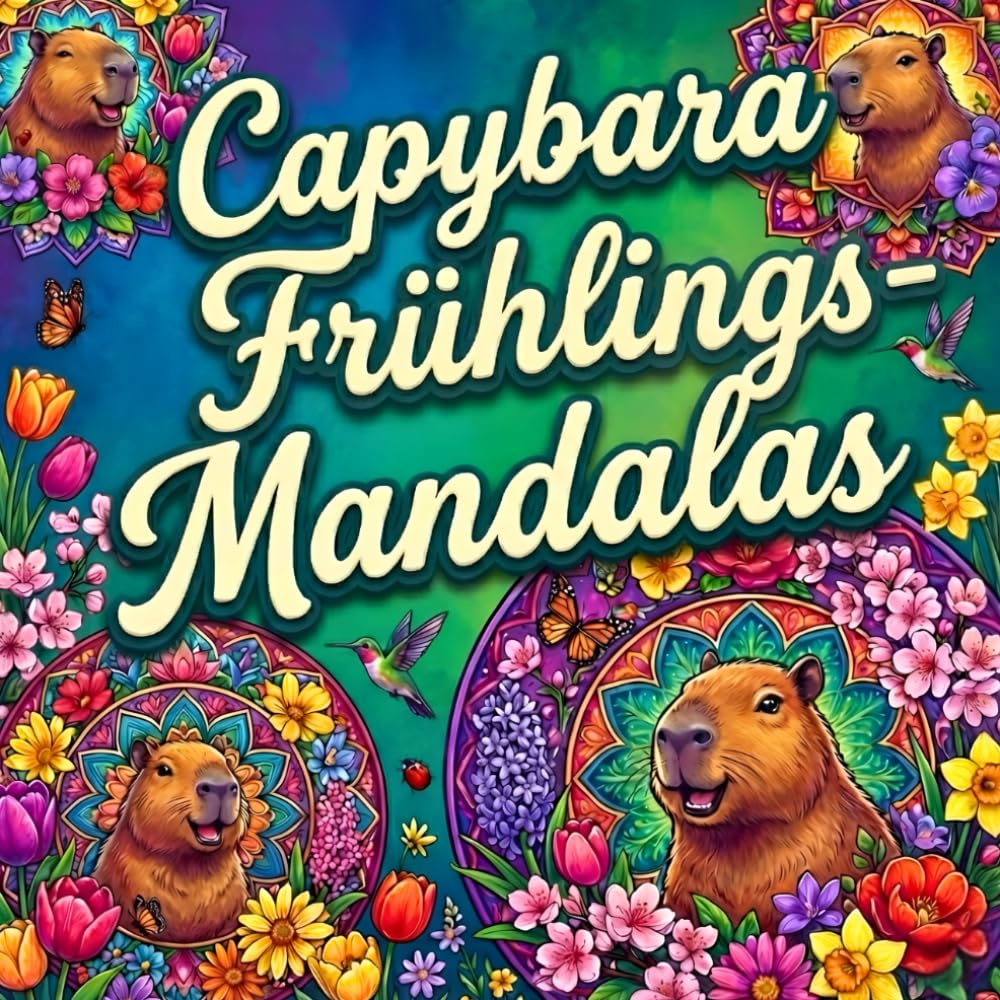 Capybara Frühlings-Mandalas: Über 40 Tier-Mandalas mit süßen Capybaras und floralen Motiven