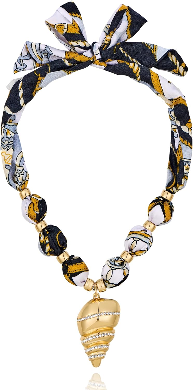 LILIE&WHITE Gold Charms Necklace for Women Bandana Necklace with Colorful Charms Necklaces Beach Jewelry Gift