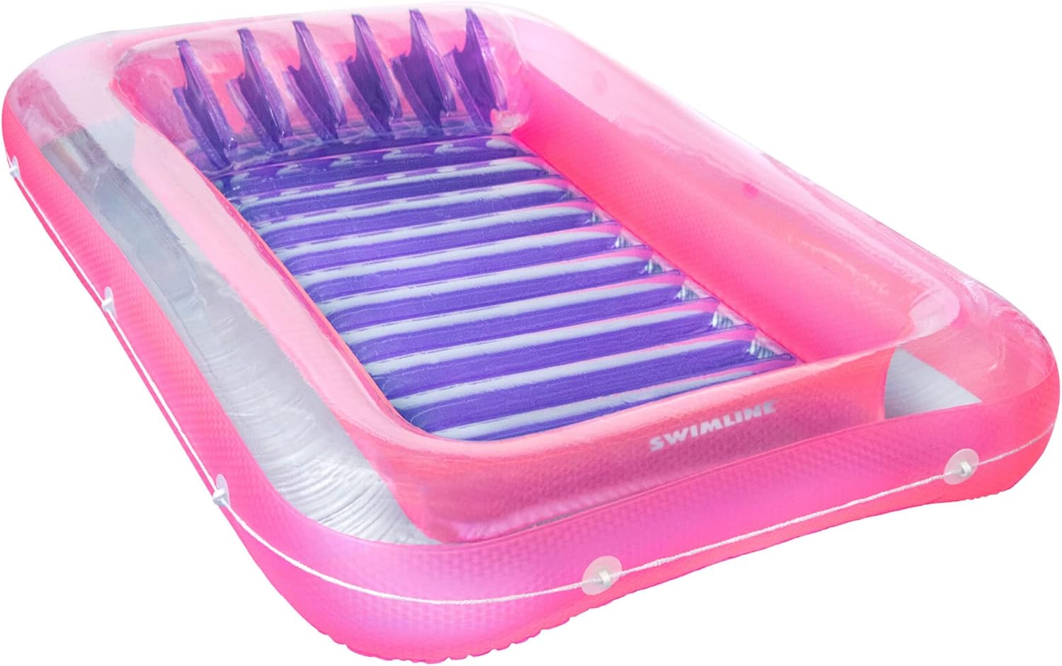 Swimline Inflatable Relaxing Suntan Lounge Water Raft Rectangular Tub and UFO Swimming Pool Lounge Chair Float with Built-in Sprayer