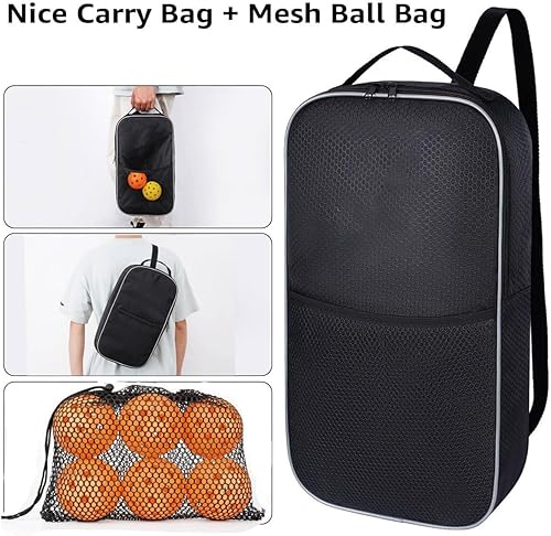 Miniatura 6 de Juego de 2 palas de pickleball  Juego de 2 raquetas ligeras de primera calidad con cara de fibra y polímero con núcleo de panal de abeja con 4 bolas