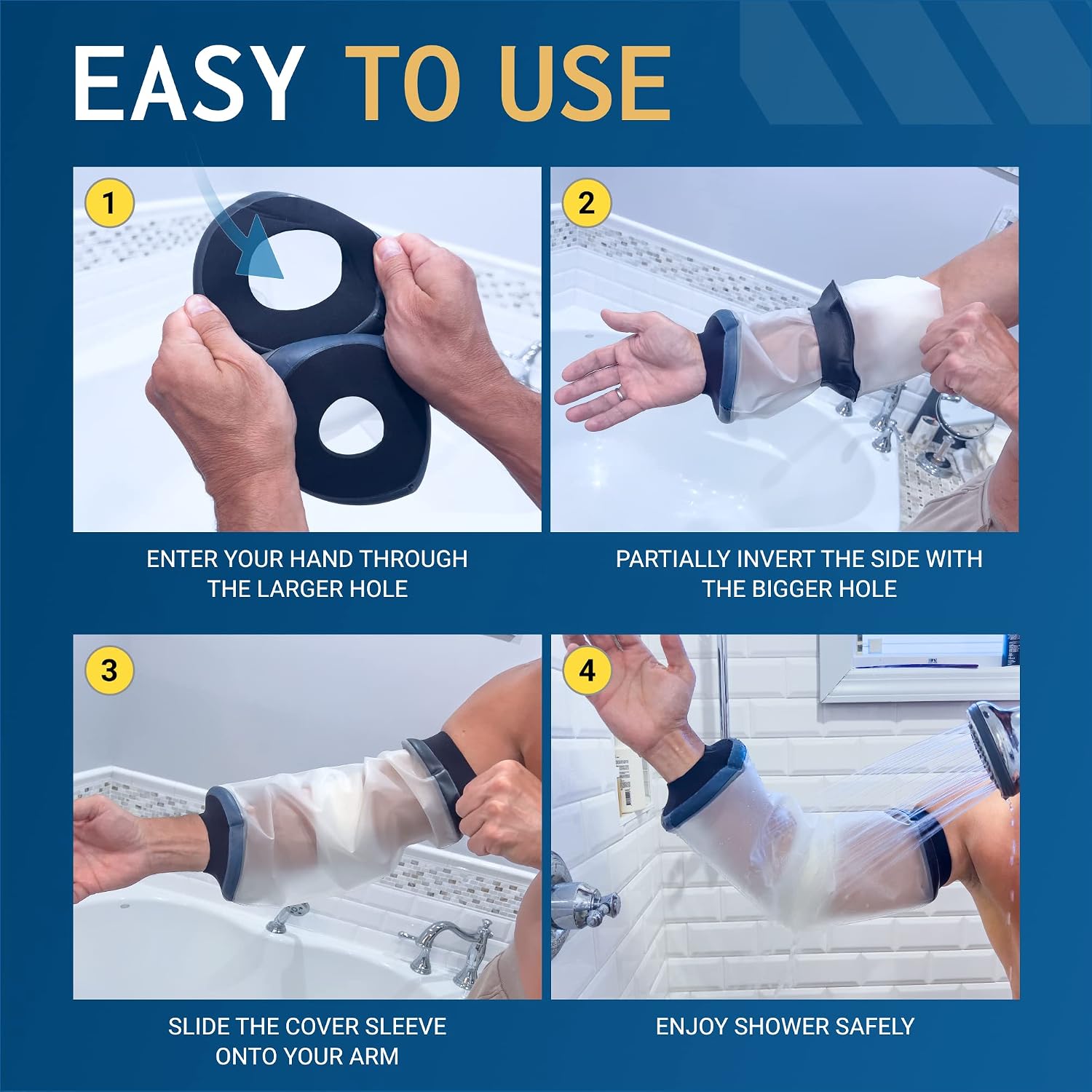 FIGHTECH PICC Line Shower Cover | Available in 3 Sizes | Reusable IV & PICC Line Sleeve | Waterproof Cast Cover for Elbow | PICC Line Covers for Upper Arm Wound (Weight: 120-170 pounds)