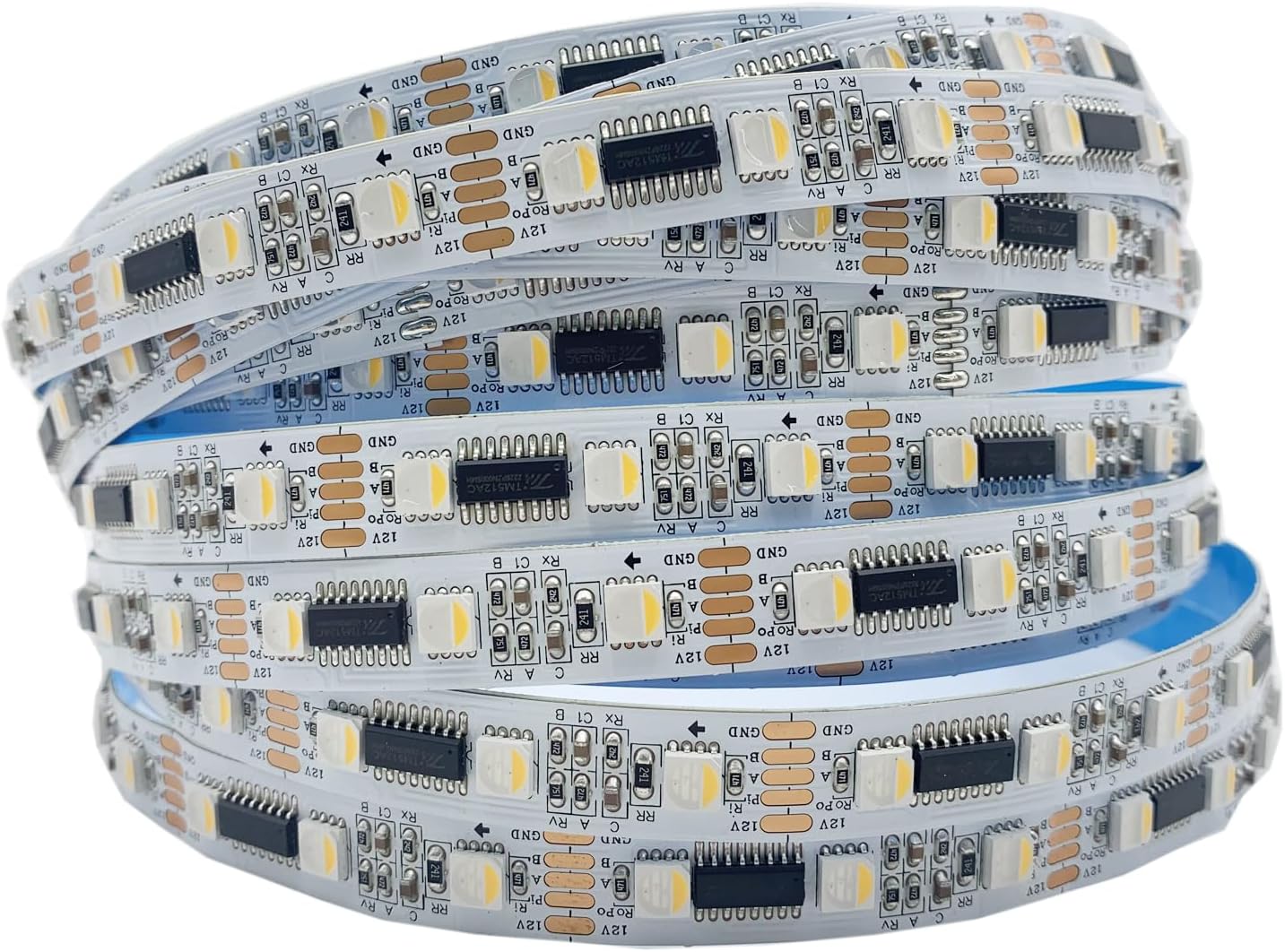 DMX Addressable DMX512 LED Pixel Light Strip RGBW RGBWW 4 in 1 SMD 5050 External IC TM512AC DC 12V 24V 60LEDs/M 5M IP20 (DC12V(SOP16), RGB+WW)
