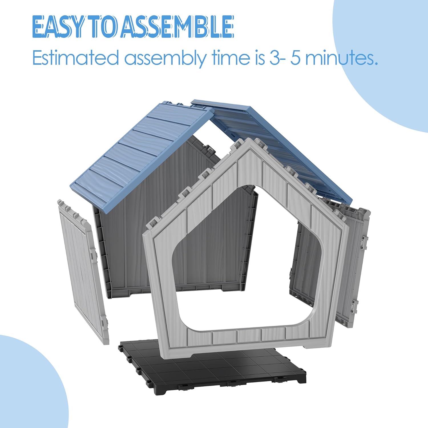 Fancyango Outdoor & Indoor Dog House for Weatherproof and Stylish Furniture, Dog House Outdoor, Multi - Use for Small and Medium Dogs (Blue, 23.43" L×22.44" W×22.24" H)