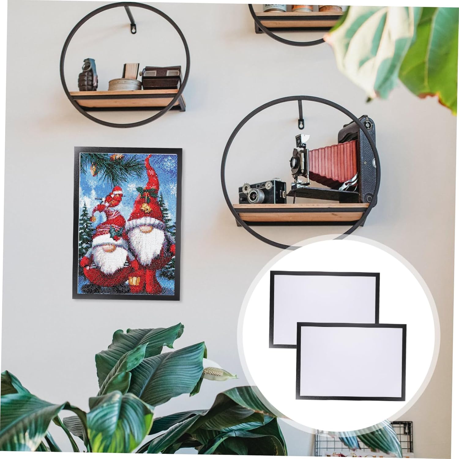 iplusmile 2 Sets Self Adhesive Magnetic Picture Frames Plastic Photo Holders for Wall Display Protective Decorative Frames for Paintings and Certificates Black
