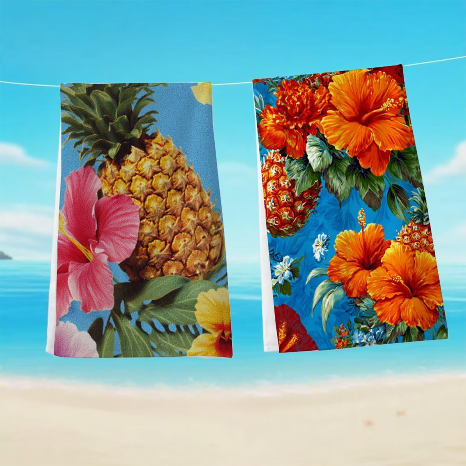 Ręcznik plażowy z mikrofibry, kwiat ananasa duży ręcznik kąpielowy 220 x 100 cm, lekki, miękki, szybkoschnący, odporny na piasek prześcieradło plażowe, z torbą do pływania Ręczniki sportowe G1-1088