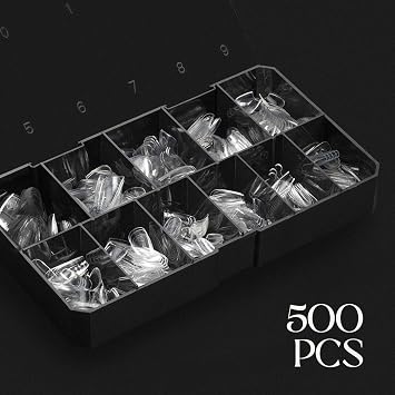 Apres Gel-X Natural Coffin Short Tip Box | 500pc Gel-X Tips, 11 Sizes 00-9, Premium Quality