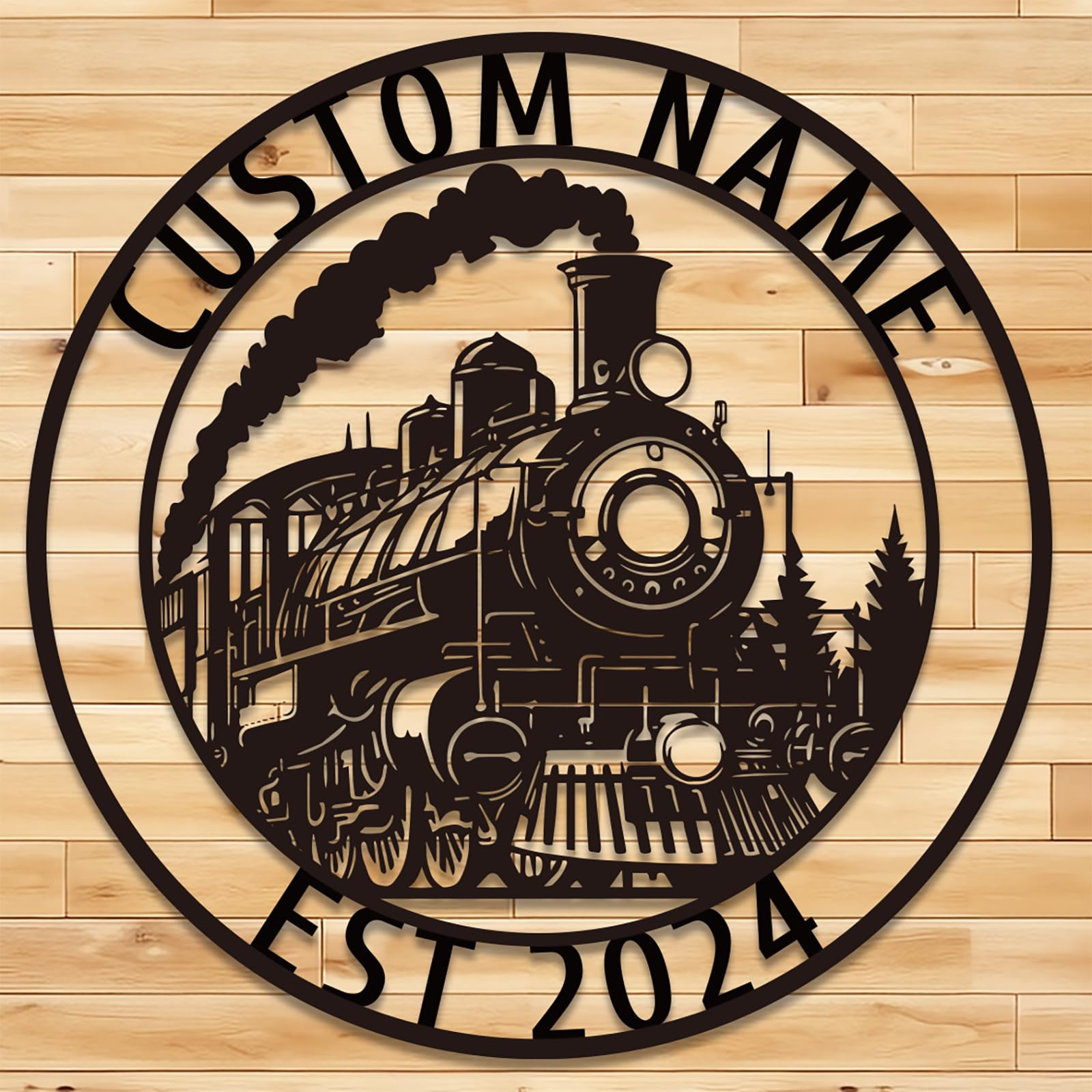 Senyer Style A Personalized Railroad Metal Art - Custom Train Split Monogram Wall Sign, Rustic Home Decor Gift For Him, Dad, Train Enthusiasts (Style A)