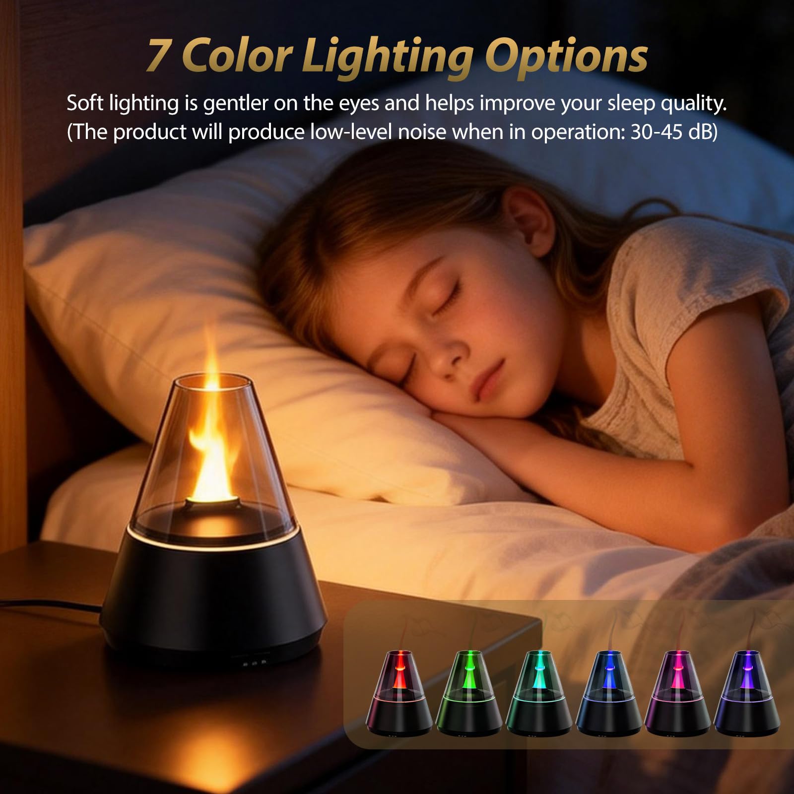 120ml Diffuser Aroma Diffuser mit Simuliertem Feuer & 7-Farbiger LED, Zeitschaltbar Diffuser Raumbefeuchter für Ätherische Öle mit, Romantisches Valentinstagsgeschenk Geschenk für Partner