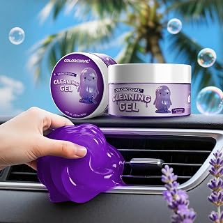 Car Cleaning Gel Reusable 2Pack - Lavender Scent Dust Cleaning Putty Keyboard Slime for Car Interior Air Vent Cleaner, Auto Detailing Tools Accessories, Dust Remover Gifts for Men Women,200g,Purple