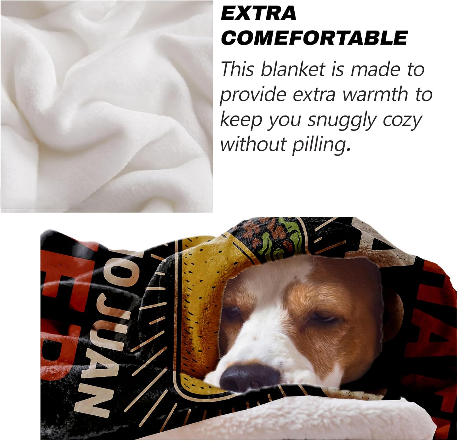 Taco Throw Blanket Gifts for Adults Kids, Funny Taco Blankets for Living Room Bedroom Decor, Fuzzy Warm Flannel Plush 50"x60" - Image 6