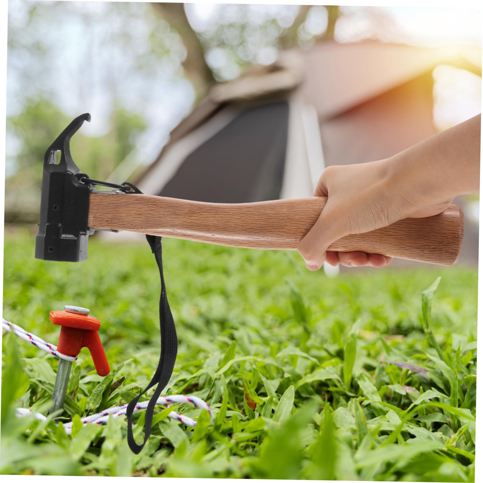 EXCEART Martello Da Campeggio Multifunzione Con Estrattore Per Picchetti Testa Antiscivolo e Forza Di Battuta Stabile Compatto e Leggero Per Trekking Campeggio e Outdoor